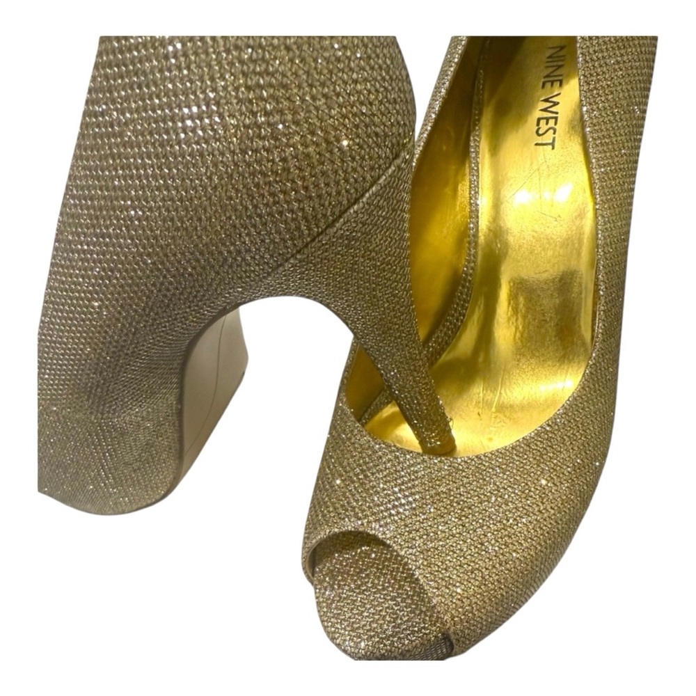 Glitter Nine West Peep Toe Pumps Nine West Gold Glitter Peep Toe Heels